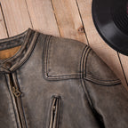 American vintage venom locomotive leather jacket heavy industry washed stone mill worn men's cowhide leather jacket jacket