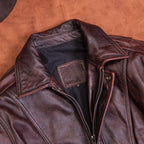 Retro men's and women's Hong Kong-style leather jackets, loose daddy leather jackets, retro distressed cowhide lapels, wide jackets