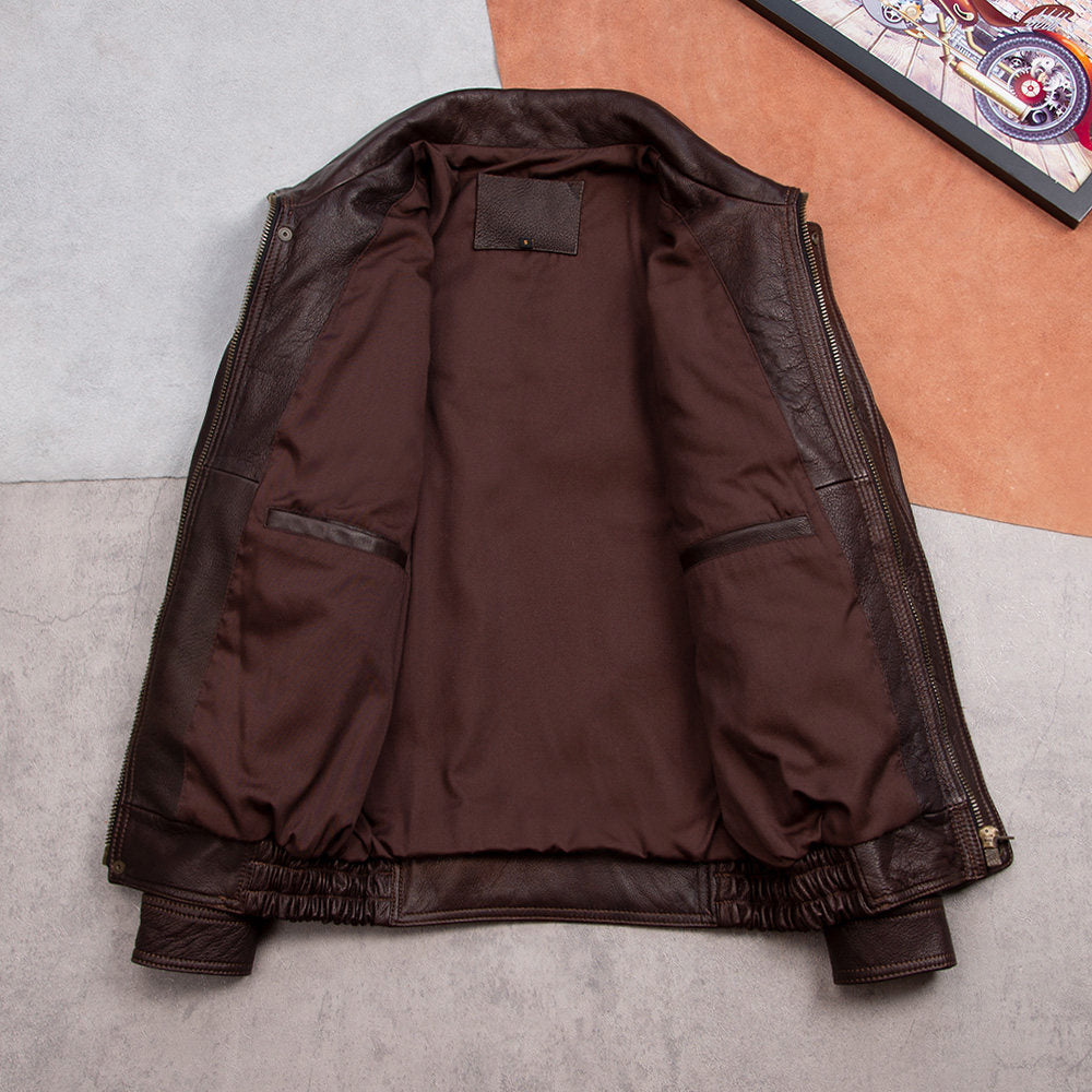 Vintage silhouette daddy leather jacket versatile suede A2 flight suit jacket Hong Kong style casual loose cropped jacket men's