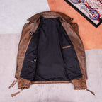 Classic Harley motorcycle suit top layer cowhide leather leather jacket men's nostalgic retro old leather jacket motorcycle jacket