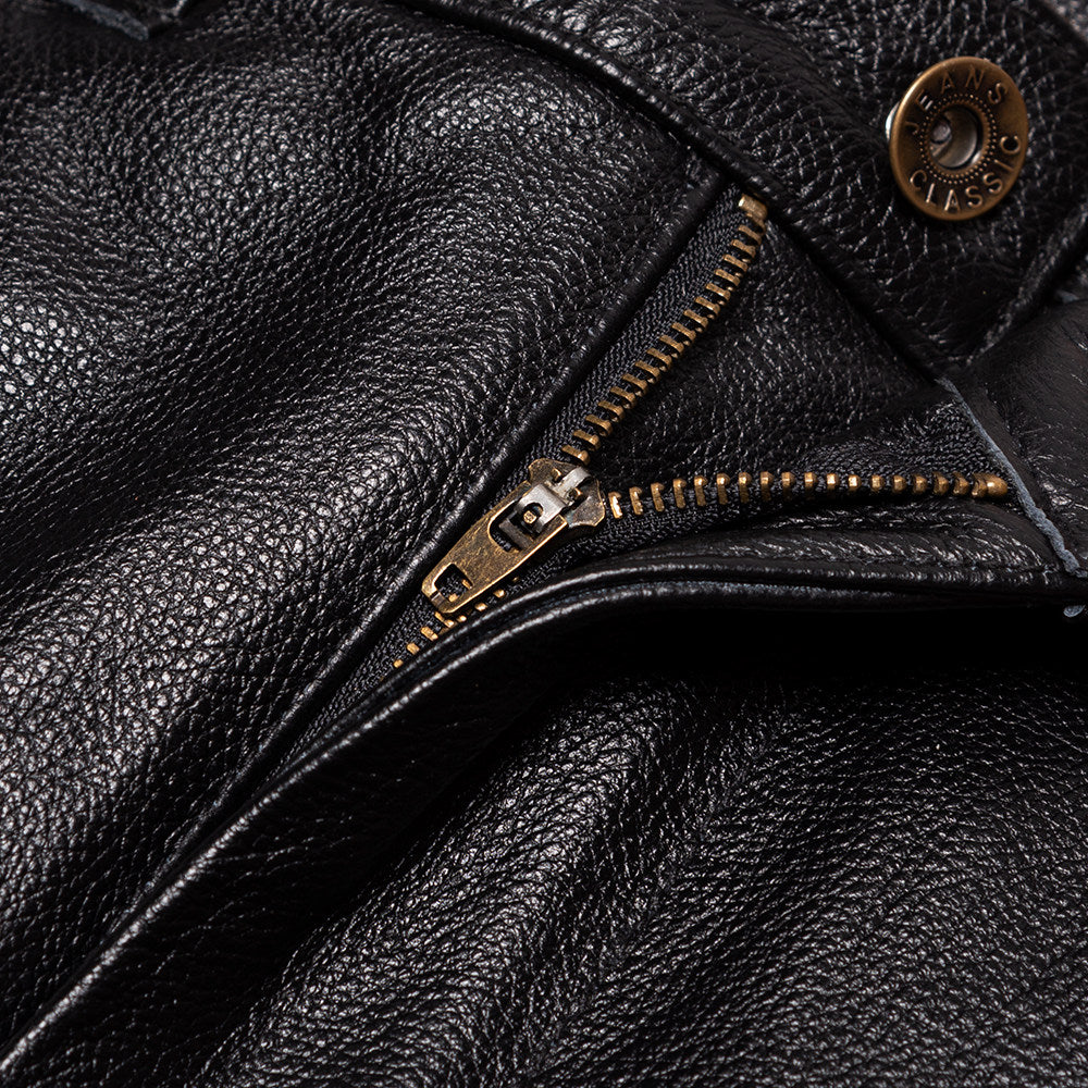 Harley leather pants, men's top layer cowhide multi-pocket cargo pants, motorcycle riding leather pants, can be added with protective gear