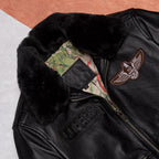 Fur collar black leather jacket men's top layer cowhide warm thickened top casual leather jacket slim Korean version winter