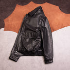 Retro Hong Kong-style men's and women's leather jackets, 90s daddy top layer cowhide washed frosted jackets, autumn and winter jackets