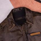 New A2 leather flight suit jacket men's retro distressed washed pure top layer cowhide leather plus size jacket autumn and winter