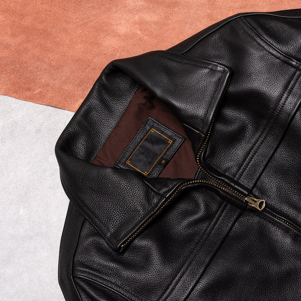 Thunder 02 pilot suit top layer cowhide leather jacket men's lapel short casual fashion spring and autumn jacket