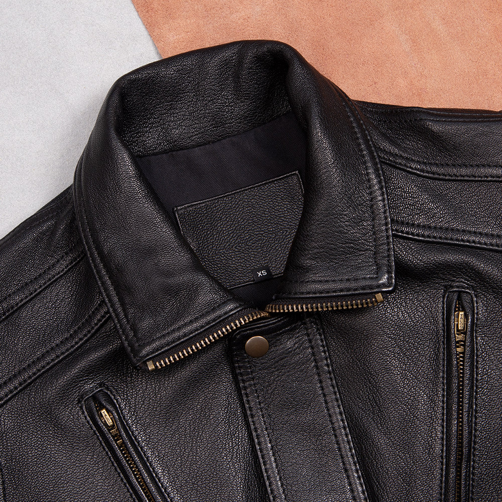 Retro Hong Kong-style men's leather jacket wide leather jacket unpainted water-dyed goatskin Daddy men's lapel leather jacket