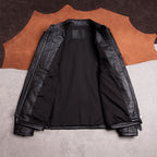 Top layer cowhide men's slim leather jacket leather jacket stand-up collar short cycling motorcycle casual top autumn and winter