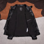 Stand-up collar motorcycle leather jacket vegetable-tanned top layer cowhide jacket men's leather slim cycling suit leather jacket