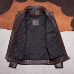 Cotton plus size port style wide lapel removable liner men's flight suit top layer cowhide leather jacket