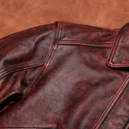 Ami clicks old top layer cowhide leather leather jacket men's plus size short Hong Kong style wide version flight suit jacket autumn and winter