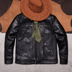 Brad Pitt's matching vintage suede leather jacket slim leather jacket men's cropped lapel biker jacket