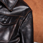 Mendoza classic leather jacket hand-polished top layer cowhide American vintage casual leather jacket farmer men's style