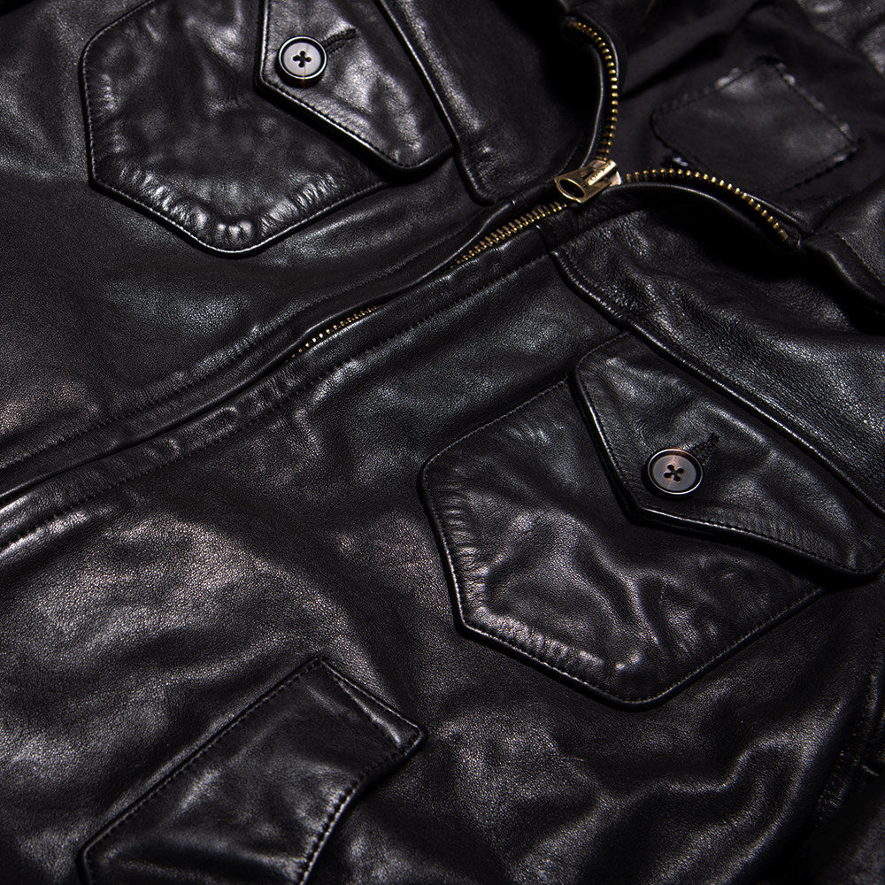 Mendoza II black leather jacket top layer cowhide moonless helmet American retro casual men's leather jacket