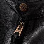 Venom same retro oil wax imported cowhide men's stand-up collar motorcycle riding leather leather jacket trendy jacket black