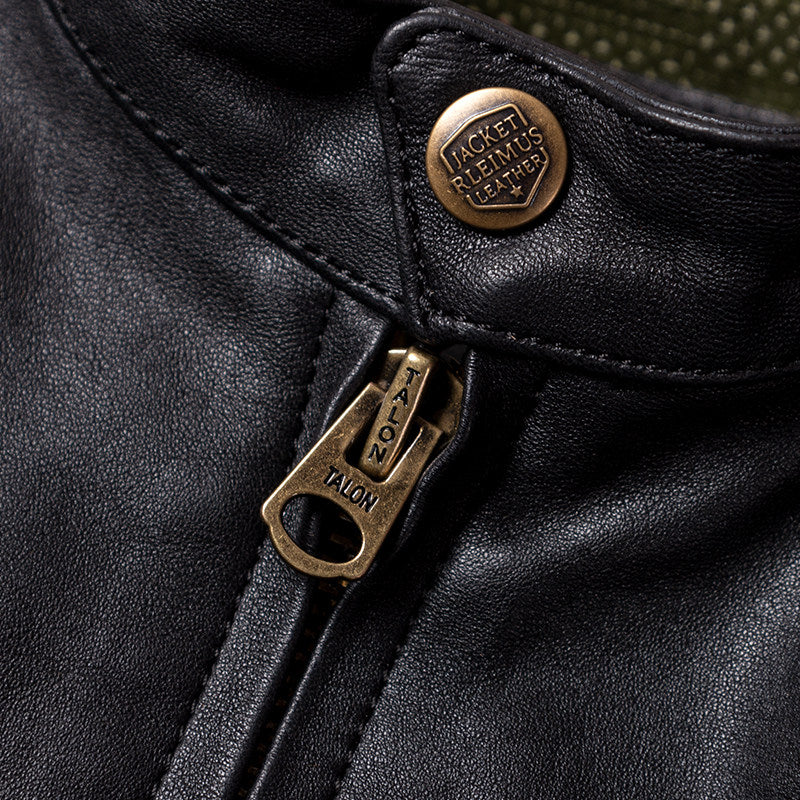 Vegetable-tanned leather stand-up collar venom classic motorcycle leather jacket top layer cowhide men's leather jacket autumn and winter