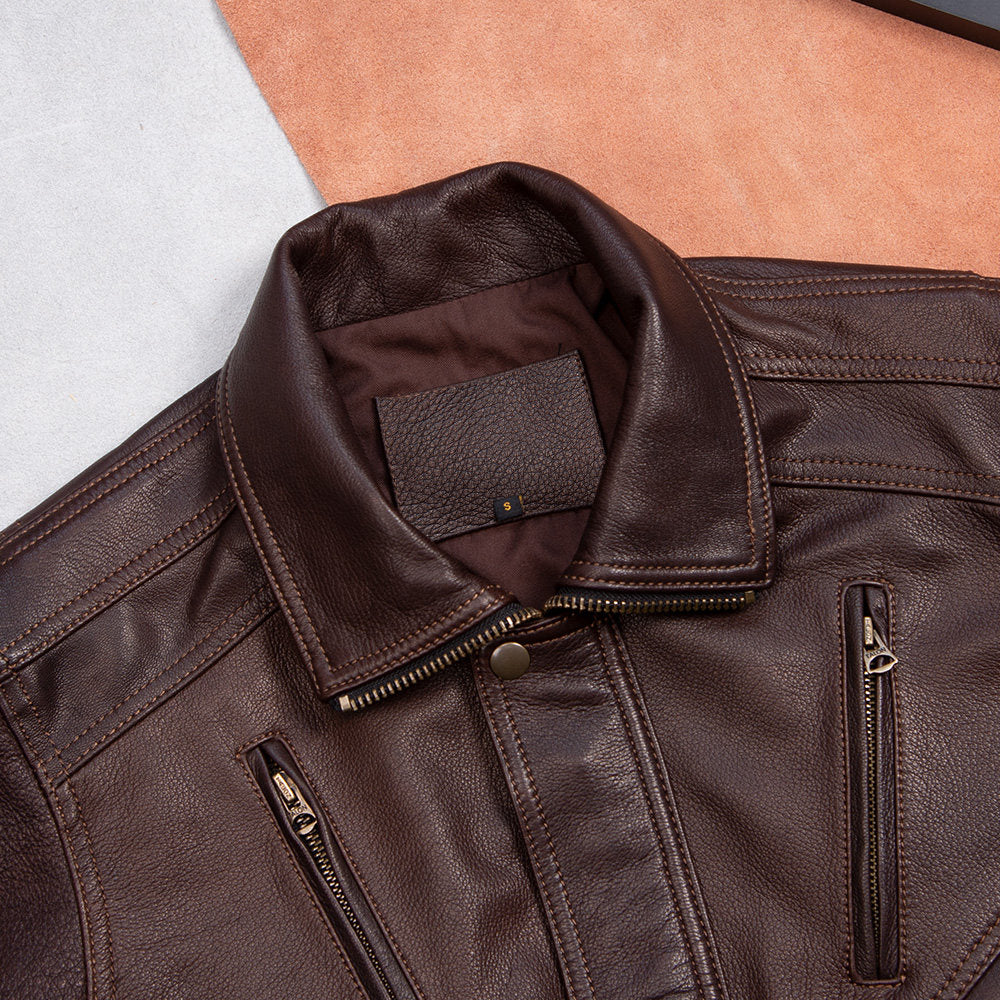 Vintage silhouette daddy leather jacket versatile suede A2 flight suit jacket Hong Kong style casual loose cropped jacket men's