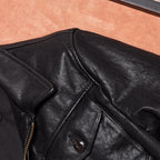 Graduation version vegetable-tanned top layer cowhide jacket men's slim fit classic Mendoza farmer American black leather jacket