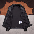 Brad Pitt's matching vintage suede leather jacket slim leather jacket men's cropped lapel biker jacket