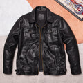 Graduation version vegetable-tanned top layer cowhide jacket men's slim fit classic Mendoza farmer American black leather jacket