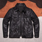 Vintage leather clothing Mendoza farmer vegetable tanned cowhide jacket heavy washed leather RRL old autumn and winter jacket men's style
