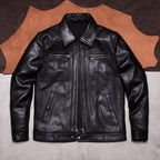 Brad Pitt's matching vintage suede leather jacket slim leather jacket men's cropped lapel biker jacket
