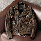 Harley heavy motorcycle uniform pure top layer cowhide leather jacket men's cycling suit multi-zip leather jacket jacket